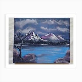 Blue lake mountain Art Print