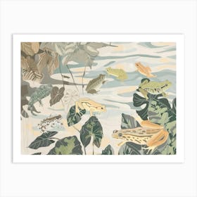 Frogs Tropical Jungle Illustration 1 Art Print