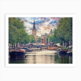 Amsterdam City Sunset Art Print