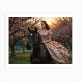 Girl riding a horse Art Print