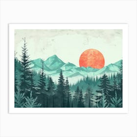 Landscape Retro Illustration 9 Art Print