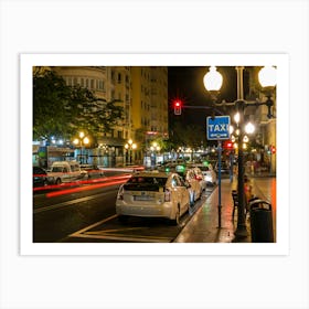 City Street Of Alicante At Night Art Print