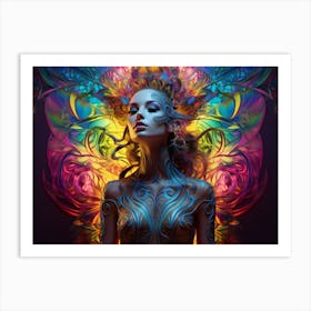 Neon Visions: A Woman's Psychedelic Journey Art Print