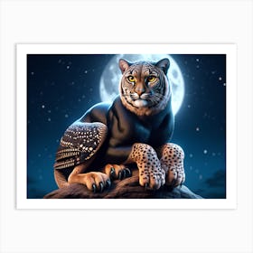 Black Panther-Owl Fantasy Art Print