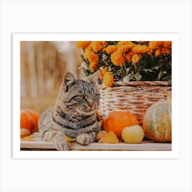 Fall Barn Cat Art Print