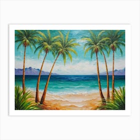 Palm Trees On The Beach Art Print