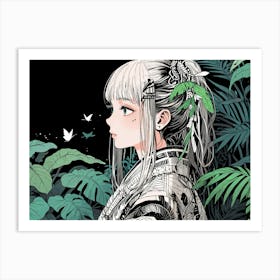 Girl In A Forest Art Print