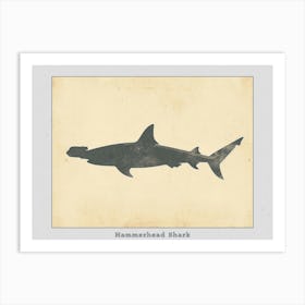 Hammerhead Shark Grey Silhouette 2 Poster Art Print
