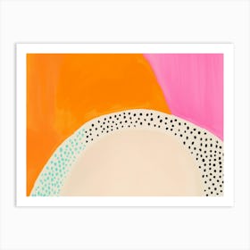 Pastel orange-pink Abstrake Punkte Kunst, gute Laune Sommer Print Malerei Art Print