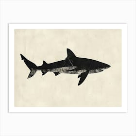Tiger Shark Grey Silhouette 1 Art Print