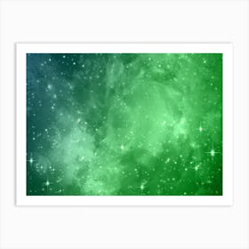 Green Shade Galaxy Space Background Art Print