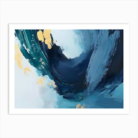 Blue And Gold Abstract Painting Art Print