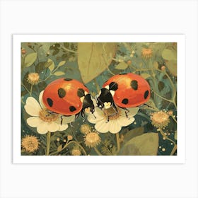 Floral Animal Illustration Ladybug 1 Art Print