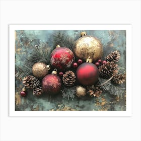 Vintage Holiday Mixed Media 8 Art Print