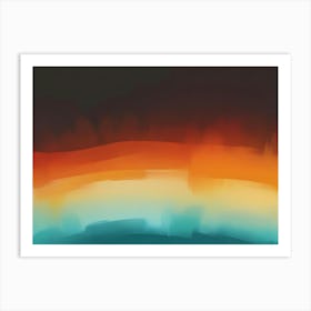 Abstract Brushstroke Gradient Landscape With Orange, Yellow, And Turquoise Art Print