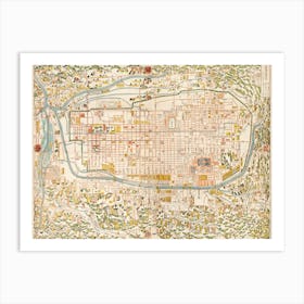 Map Of Kyoto (1863), By Takebara Kahei Art Print