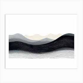 Black And White Mountains, Produce A Monochromatic Abstract Artwork Overlapping Squares And Rectangles Art Print