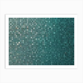 Abstract Background With A Repeating Pattern Of Small, Uneven, Teal Squares Art Print