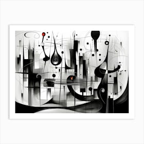 Cosmic Symphony Abstract Black And White 4 Art Print