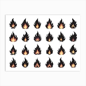 Animated Fire Flames Set 6 Art Print