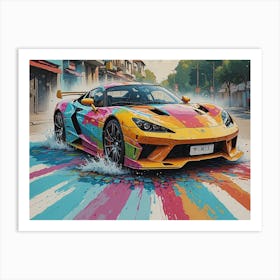 Multi Coloured Car Art Print