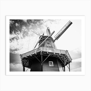 Dutch Authentic Windmill With Cloudy Sky Art Print