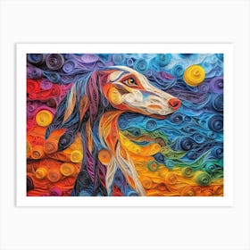 Saluki Paper Quilling Dog Portrait Art Print