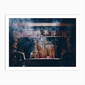 Incense Smoke Rises Inside A Vietnamese Pagoda Art Print