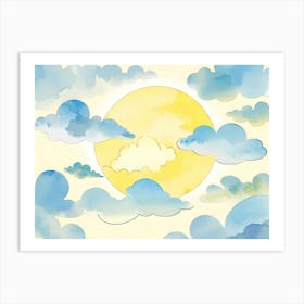 Watercolor Sky With Clouds Art Print