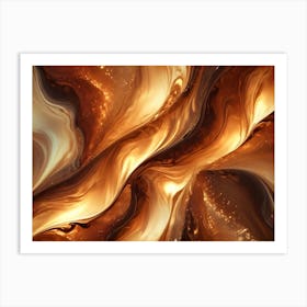 Abstract Image Of Swirling, Golden Liquid, Creating A Dynamic And Organic Pattern Art Print