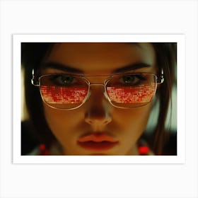 Girl In Red Glasses Art Print