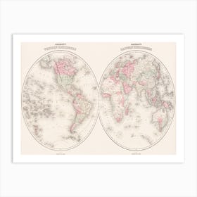Johnson's Western Hemisphere And Johnson S Eastern Hemisphere (1866) Art Print