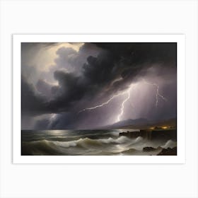 Lightning Over The Ocean Art Print