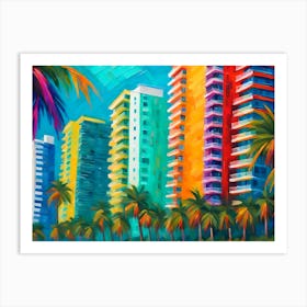 Tropical High-Rise Condos With Palm Trees 2 Art Print