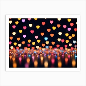 Abstract Image Of A Blurred Background With A Scattering Of Colorful Heart Shaped Lights 1 Art Print