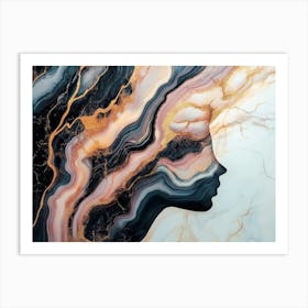 Abstract Lucid Dreaming Girl Face Marble Art Print