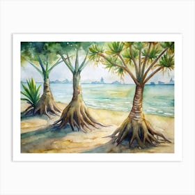 Tree Roots On The Beach Art Print