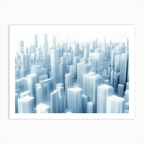 3D Abstract Cityscape with Futuristic Buildings Art Print