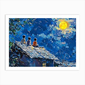 Moonlight On The Roof Art Print