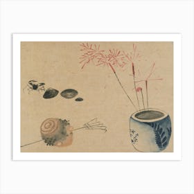 Hokusai Ukiyo-e Flower In A Vase Art Print