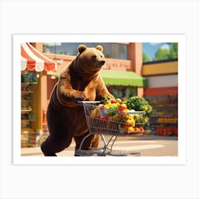 Bear With Shopping Cart Art Print