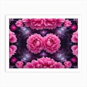 A Kaleidoscope Like Pattern Of Pink Peonies Arranged In A Symmetrical Formation Art Print