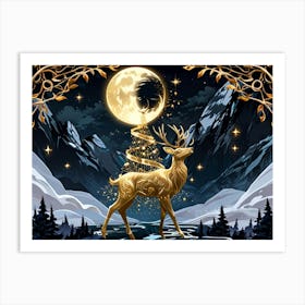 Deer In The Moonlight Art Print