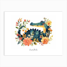 Little Floral Crocodile 4 Poster Art Print