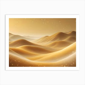 A Landscape Of Golden Sand Dunes With A Warm, Hazy Light And A Scattering Of Stars In The Sky Art Print