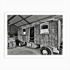 Old wagon gypsy black and white Art Print