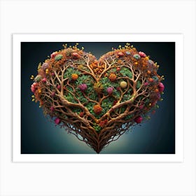 Heart Shaped Tree With Flowers Art Print