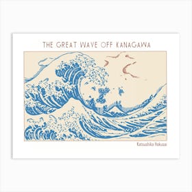 Line Art Minimalist – The Great Wave Off Kanagawa – Katsushika Hokusai – Classic Painting 1 Art Print