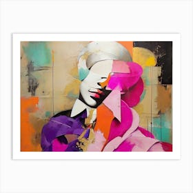 Woman In A Pink Dress Art Print