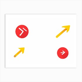 An Abstract Set Of Flat Design Navigation Icons Consisting Of Pointer With Red And Yellow Color Sche (5) Art Print